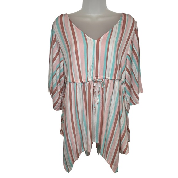 Torrid Dress Womens Tunic Colorful Stretch V Neck Elastic Waist Rayon Pink 0 - Picture 6 of 12